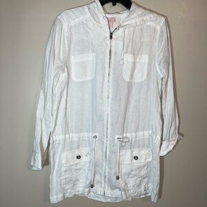 St. Tropez West Linen Hooded Zip Up